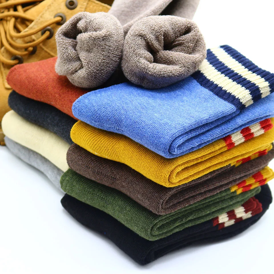 

Winter New Women's Thick Warm Color Striped Wool High Quality Soft Fashion Cheap Cotton Socks Wholesale
