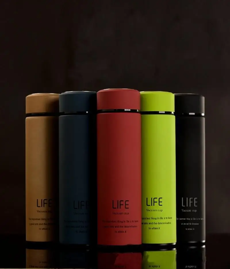 Синяя бутылка для воды из нержавеющей стали 500 мл с вакуумной изоляцией широким