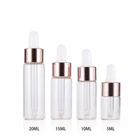 50pcslot 5ml 10ml 15ml 20ml clear glass dropper bottle essential oil display vials serum perfume sample test cosmetic container