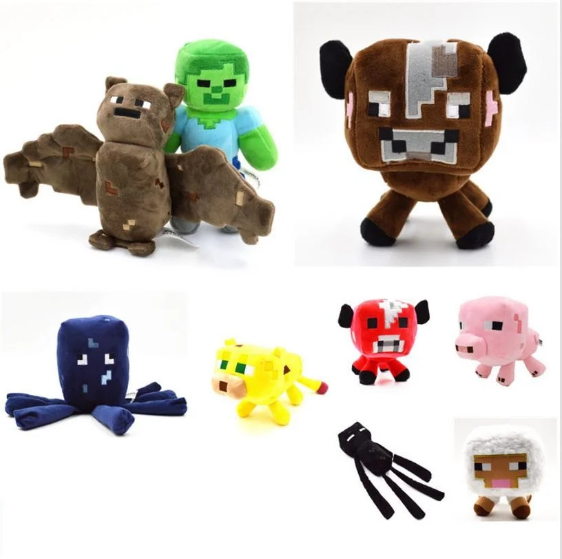 

Плюшевые мягкие игрушки в стиле майнкрафт, искусственная кукла летучей мыши, кальмара, эндермана, Ocelot, свинья, Детская Овечка, паук, подарок ...