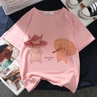 Женская футболка с принтом в стиле Харадзюку, розовая футболка в Корейском стиле с изображением эмо и грибов, Повседневная футболка, Y2k, 2021
