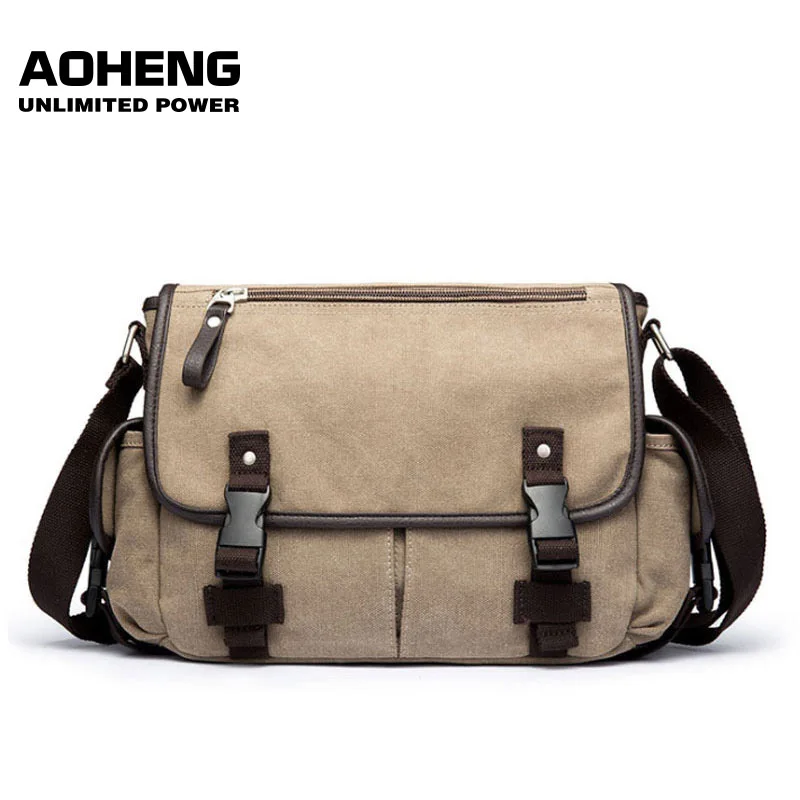 Модная мужская школьная сумка через плечо винтажный холщовый