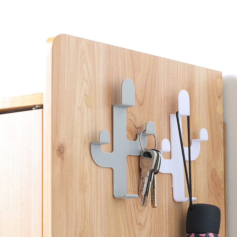 1/2pcs Cactus Shaped Hooks Self Adhesive Clothing Display Racks Key Holder Wall Hook Coat Hanger Cap Room Decor Show | Дом и сад