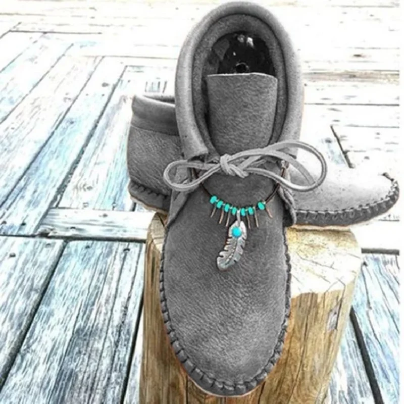 

Autumn/winter 2021 European large size round toe Roman short boot plain color lace-up boots for women