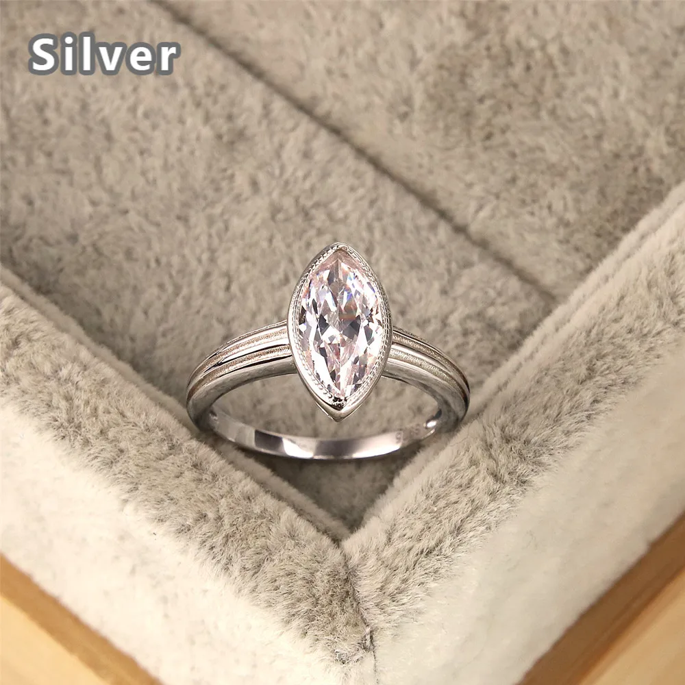 

Popular fashion 925 sterling silver wedding ring platinum edge zircon luxury water droplets ms crystal jewelry gifts