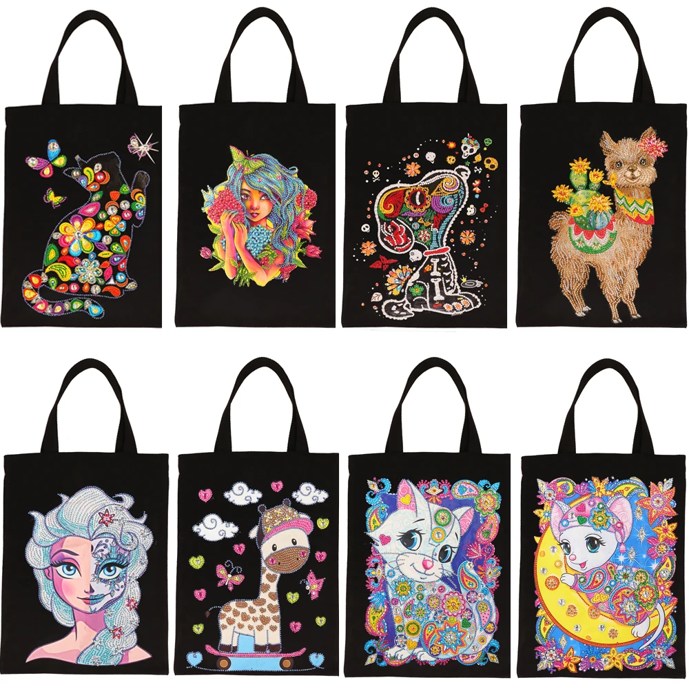 DIY Diamond Painting Handbag Women Reusable Shoulder Shopping Storage Bag Home Decoration Gift Canvas Bag Eco-friendly Tote Bags