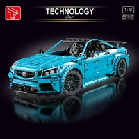 high tech supercar series blue luxury car advanced puzzle assembled vehicle model building block brick toys gift set moc 60193