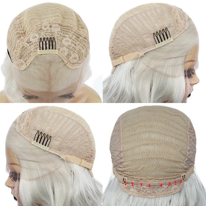 Anogol платиновый блонд без разделения короткие волнистые волосы боб из