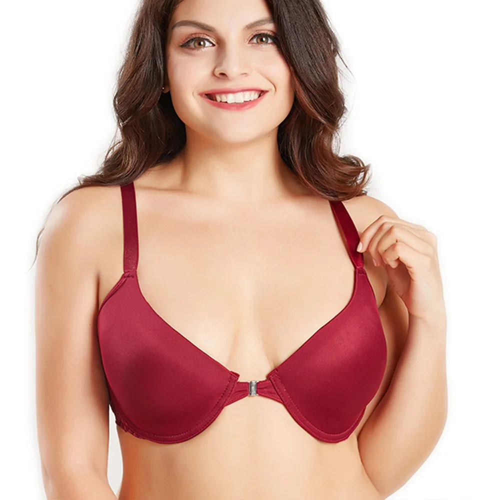 

Новый Модный женский бюстгальтер с пряжкой спереди со стальным кольцом, сексуальный кружевной жилет, нижнее белье размера плюс, нижнее бель...