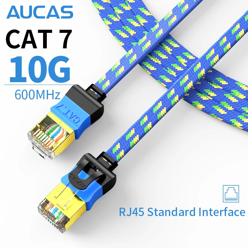 AUCAS высокоскоростной сетевой кабель rj45 соединительный Lan Ethernet CAT7 SFTP RJ45 плоский