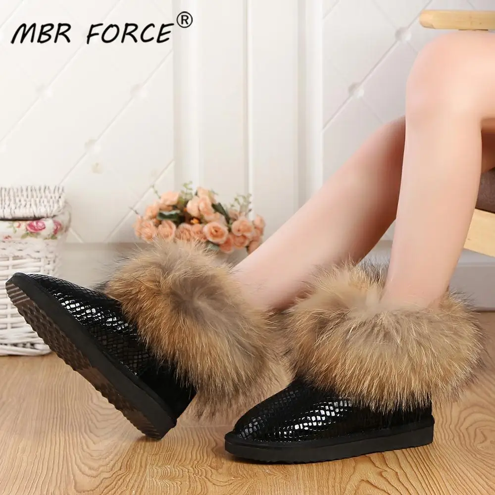 Женские зимние ботинки MBR FORCE из натурального Лисьего меха модные для женщин