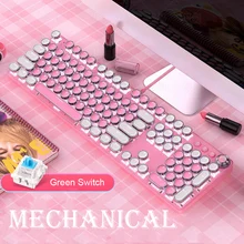 Gaming Mechancial Keyboard 104 Keycaps Retro Punk Keyboard Hot Swap Mechanical Switch Green DIY Keyboard for Gaming E-sport