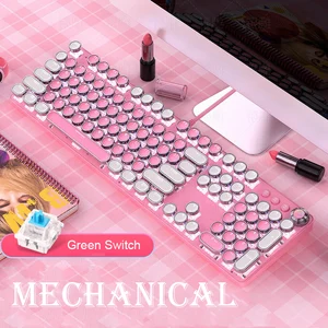 gaming mechancial keyboard 104 keycaps retro punk keyboard hot swap mechanical switch green diy keyboard for gaming e sport free global shipping