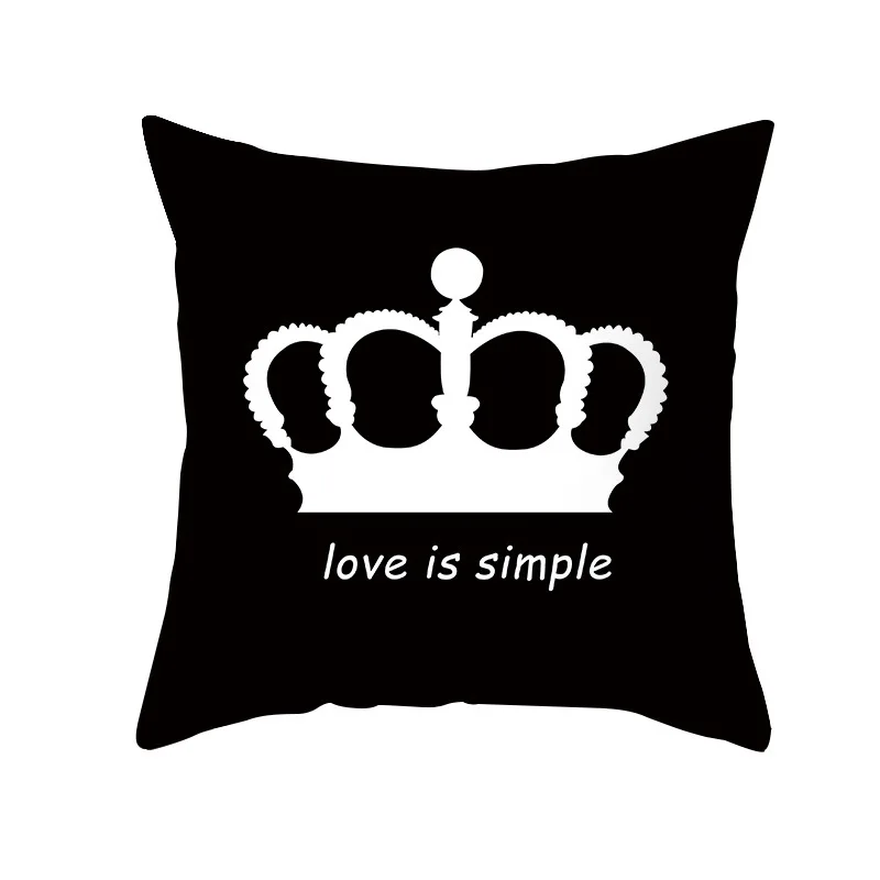 

Nordic Black and White Letter Pillow Case Square 45X45 Simple Pillow Cover Peach Skin Sofa Cushion Cover Home Throw Pillows
