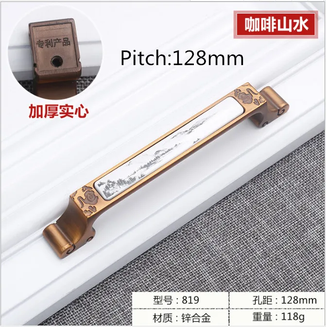 128mm 3,75 ''5'' деревенские кухонные ручки рукоятки в античном стиле бронзовые керамические цветочные нажимные дверные ручки шкафа тянет ручка комода Аппаратные средства - Цвет: 128mm