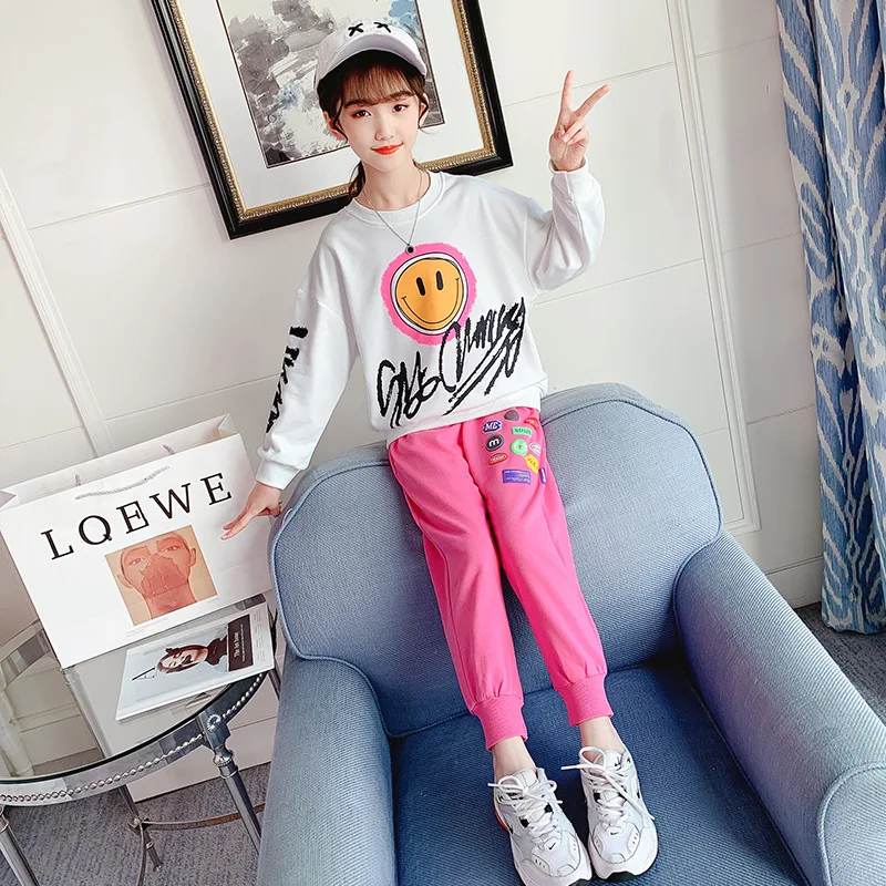 

New Girls Clothes Spring Autumn Long Sleeve Shirts + Pants Suits Children Clothing Sets Kids Clothes Teenagers 4-14Years