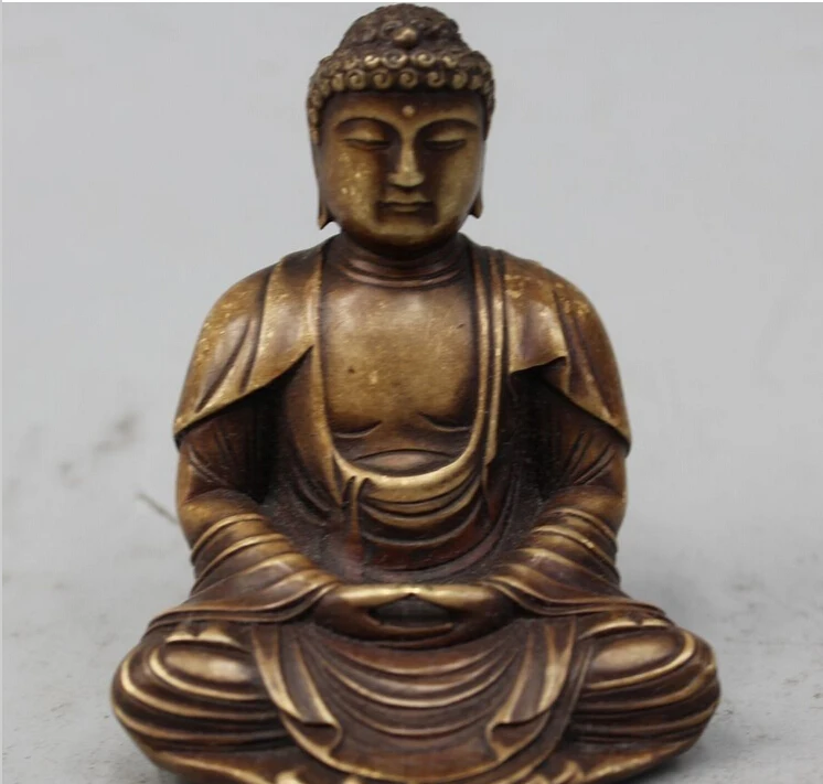 816 + 4 &quotСтарый тибетский буддизм бронзовый сидение статуя Шакьямуни Амитабха