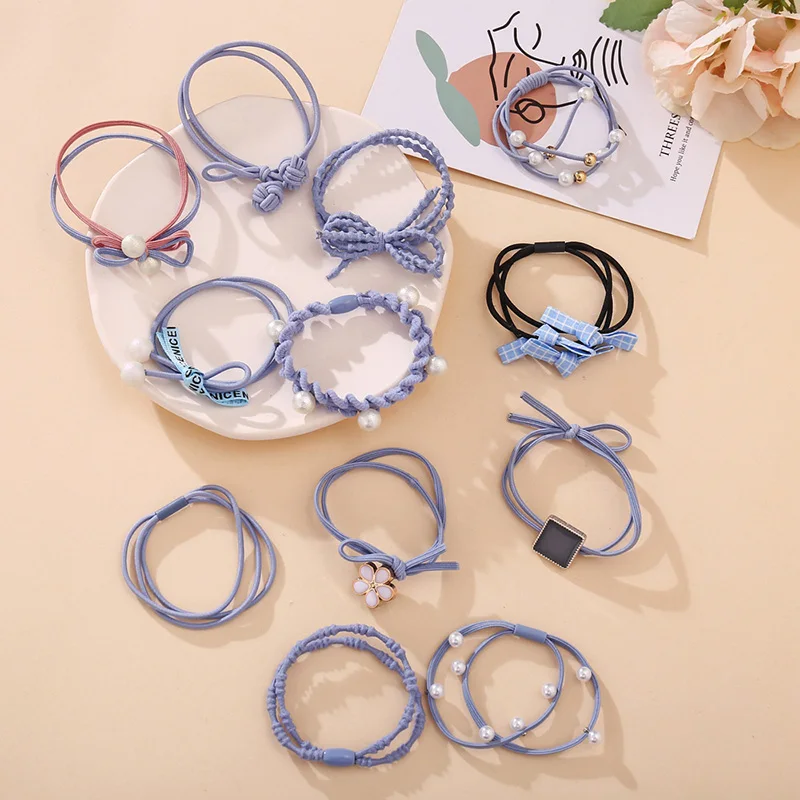 Эластичные резинки для волос с искусственным жемчугом девочек и женщин 12