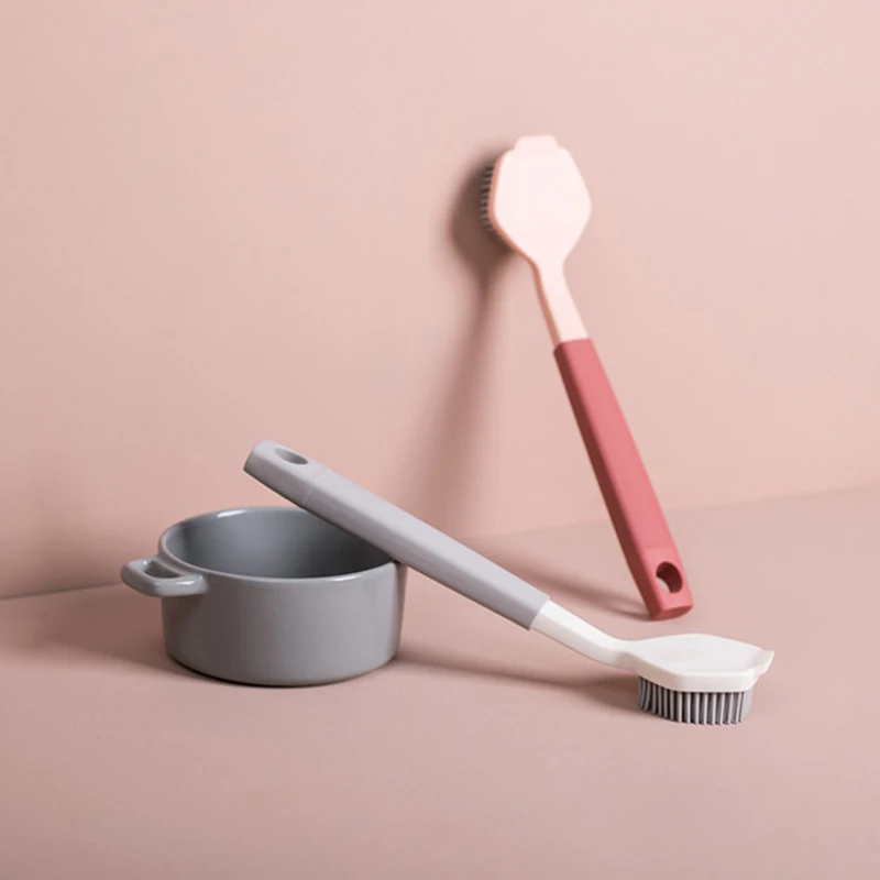 Двухцветная щетка с длинной ручкой для кастрюль посуды чаши мытья бытовые