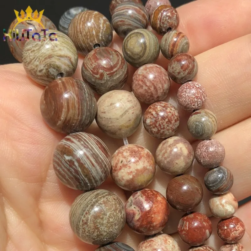 

Natural Stone Stripe Colorful Jaspers Round Loose Spacer Beads For DIY Jewelry Making Bracelet Accessories 15'' 4 6 8 10 12mm