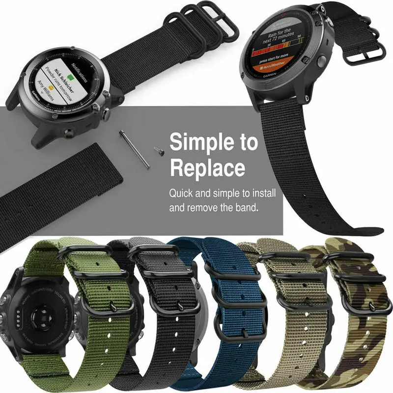 Плетеный нейлоновый ремешок для наручных часов с инструментом Garmin Fenix 5/5 Plus/Forerunner