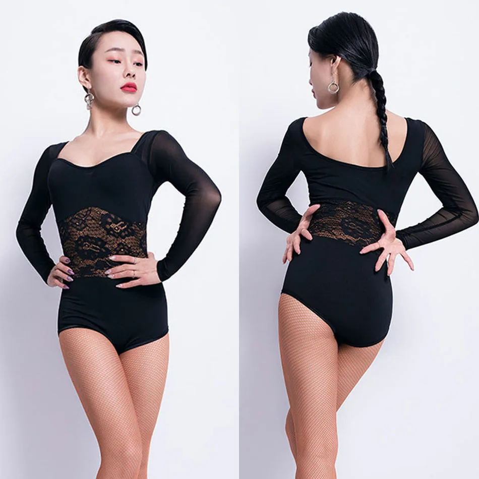 Женское платье для латиноамериканских танцев кружевное лоскутное с длинным