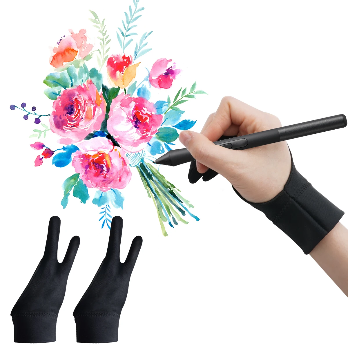 2 шт. противообрастающие двухпальцевые перчатки художника для рисования