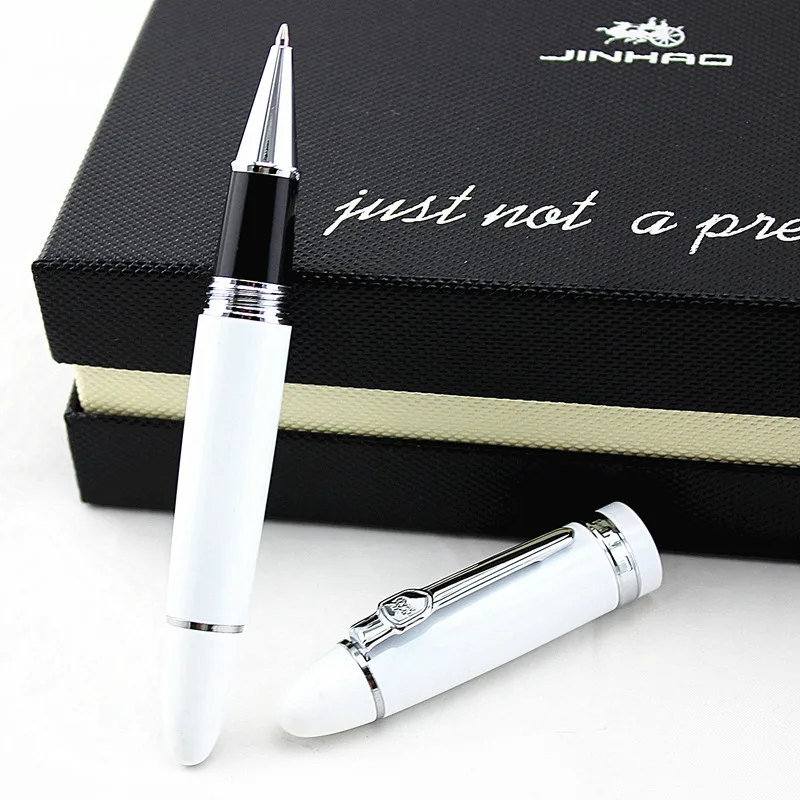 Jinhao Шариковая ручка оранжевая ручка с серебряной клипсой материал Эсколар шариковая ручка Caneta Роскошные школьные канцелярские принадлежности