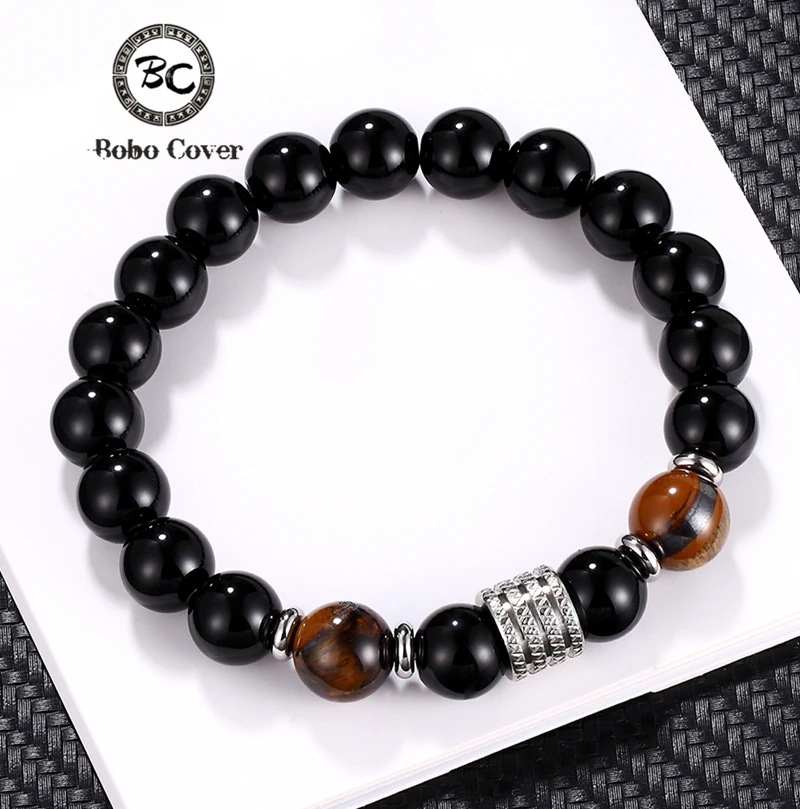 Браслет из бусин и нитей для мужчин 8 мм/10 мм с тигриным глазом очаровательные