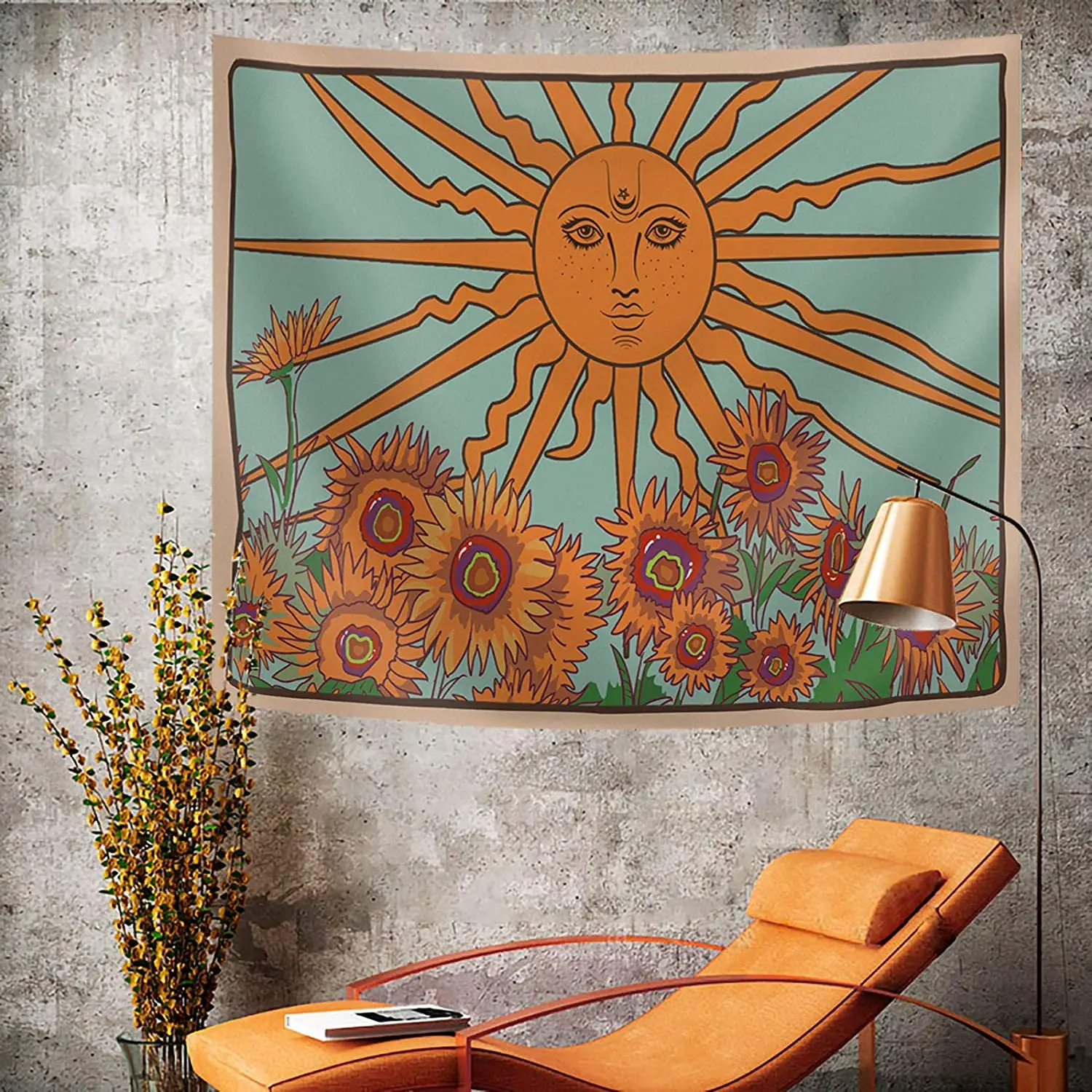 

Sunflower Tapestry Bohemia Mandala Hand Drawn Medieval Europe Hippie Tarot Wall Art Blanket for Living Room Bedroom Dorm