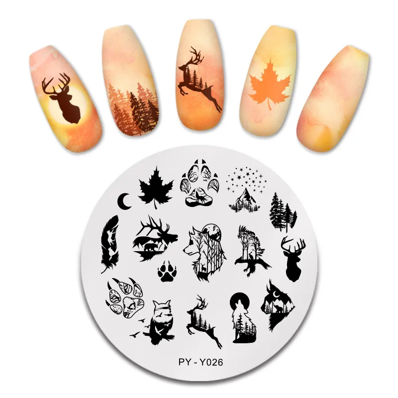 PICT YOU Nail Stamping Plates Christmas Festival Geometric Striped Line Natural Art Plate Stencil Stainless Steel | Красота и