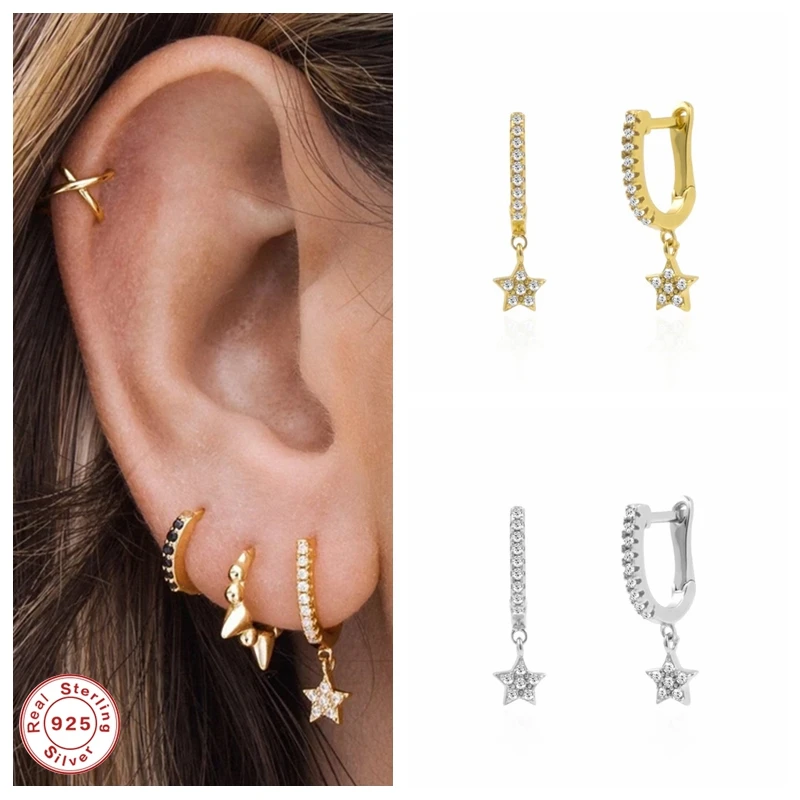 

Серьги женские из серебра 100% пробы с подвеской в виде звезды