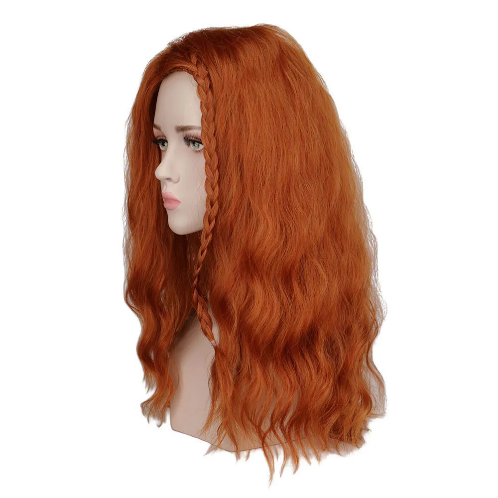 QQXCAIW 2021 Black Widow Curly Wigs For Women Mixed Red Brown Heat Resistant Hair Natasha Romanoff Role Play Synthetic Wig | Шиньоны и
