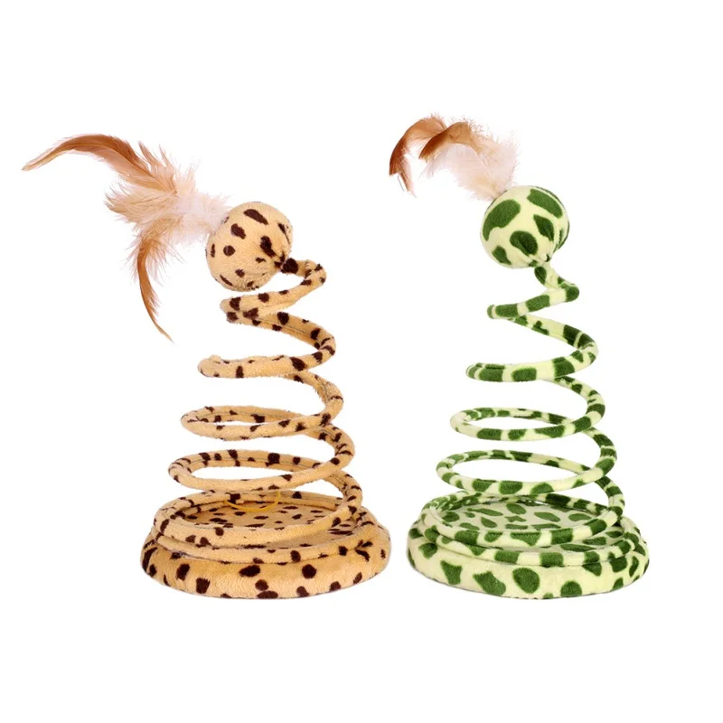 Забавная интерактивная игрушка в форме мяча для кошки Весенняя змея с пером