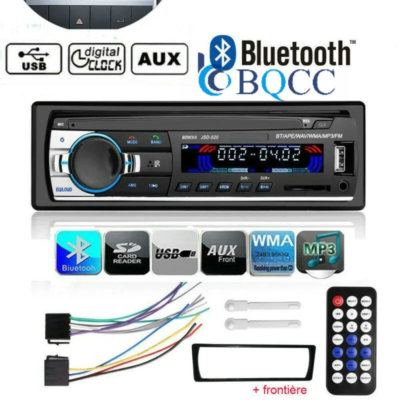 JSD-520 12 в Bluetooth Автомобильный mp3 плеер FM Радио стерео приемник в тире MMC WMA аудио 1 Din Авто мультимедиа