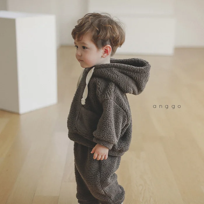 

2020 Baby Clothing Set Warm Todder Boys Suit Fleece Lining Boys Hooded Suit