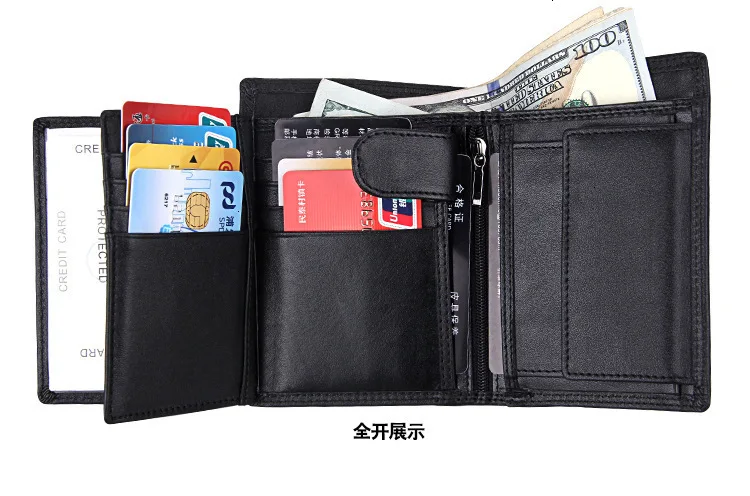 Мужской RFID из натуральной кожи короткий кошелек с сотовым телефоном и внутренним карманом на молнии твердый держатель для карт кошелек