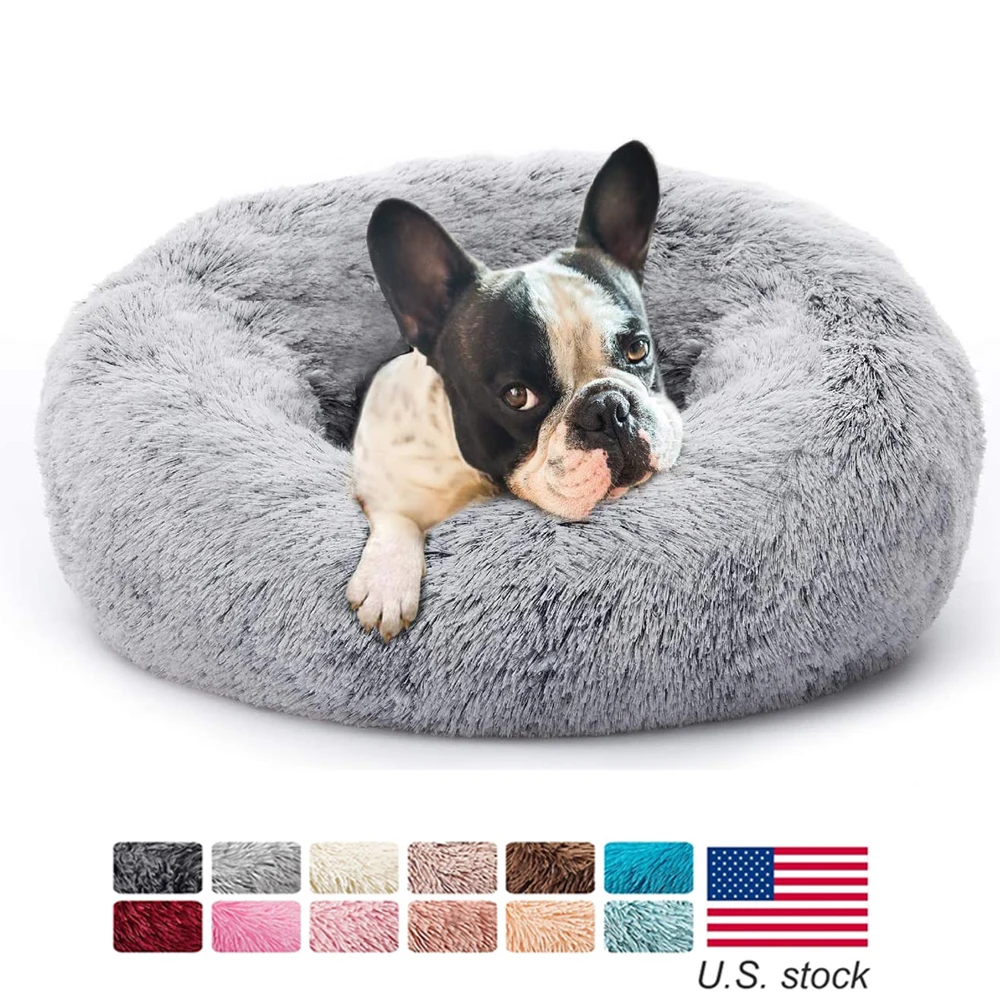 

Long Plush Dog Bed Soft Pet Round Winter Warm Dog House Cushion Cat Beds Mats Sofa For Samll Large Dogs Kennel Pet Supplies