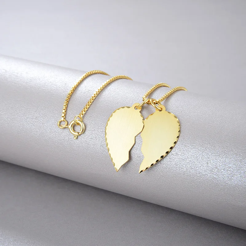 

2021 Unique Style Simple Special Design Personality Half Heart In One S925 Silver George Necklace 18k Gold Plated