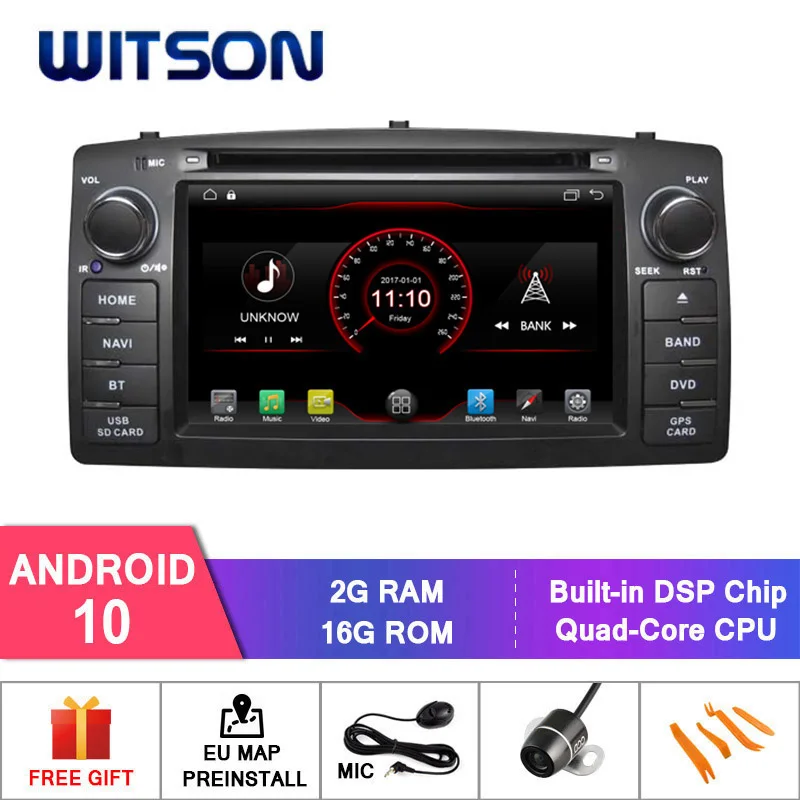 WITSON Android 10 0 2 Гб ОЗУ 16 флэш радио для BYD F3/ forTOYOTA COROLLA E120 GPS + DAB OBD TPMS DVR