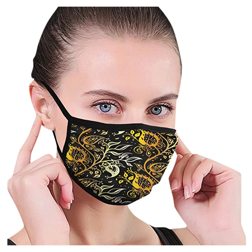 Тканевая маска для лица женщин многоразовые моющиеся маски маскарилья с принтом