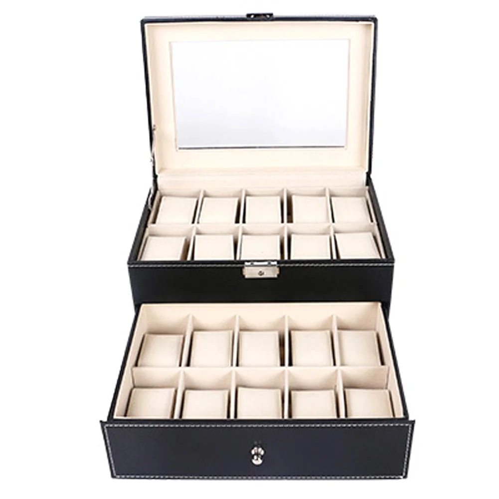 

6/10/12 Slots Travel Watch Box Superior PU Leather Storage Case Display Organize