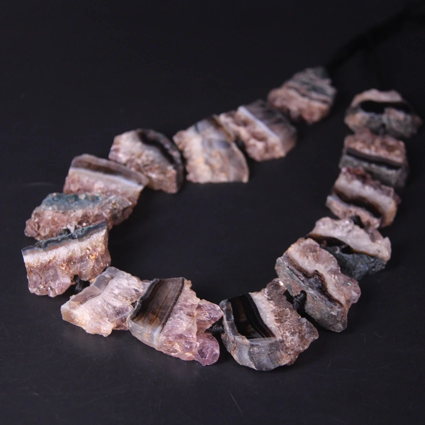 Бусины самородки Geode Druzy 15 5 дюйма/нитка темного цвета с необработанными