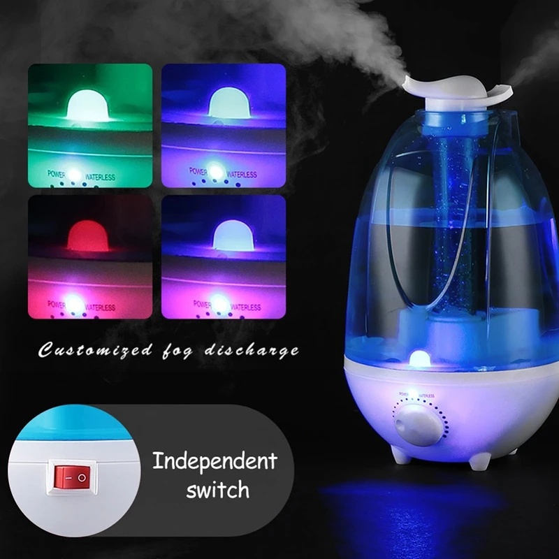 

4L Large Capacity Air Humidifier Mini Ultrasonic Humidifier Aroma Diffuser Mist Maker Air Purifier Humidifier 7 Color LED Light