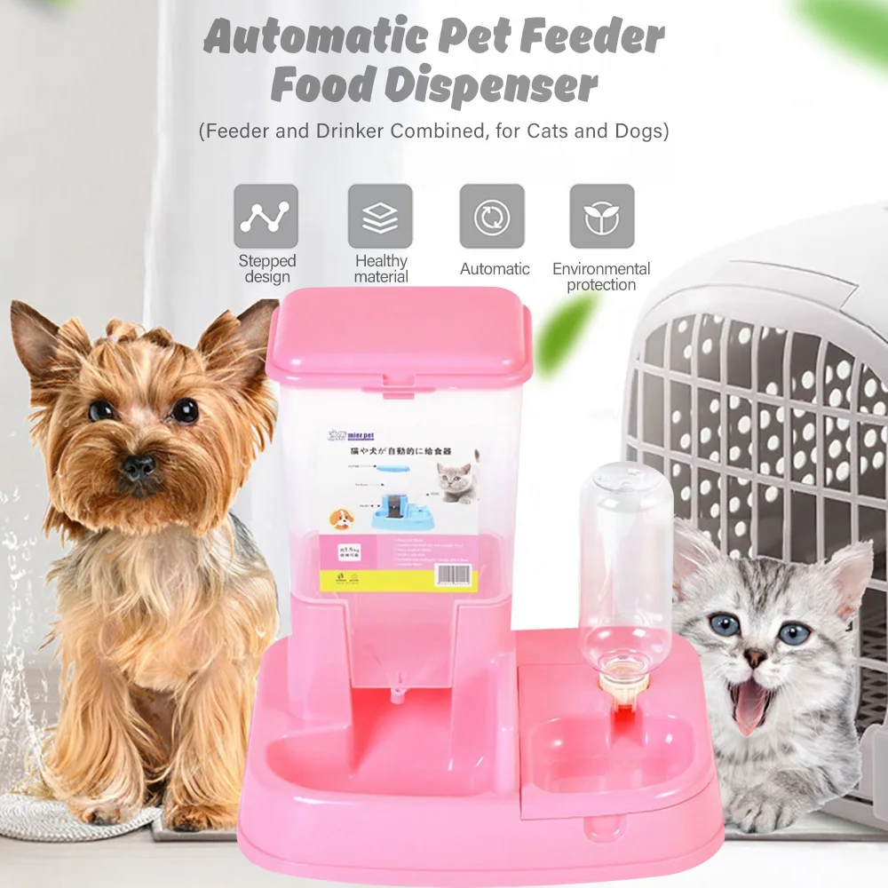 

New Two In One Pet Automatic Drinking Fountain Feeder Automatic Pet Feeder Dog Food Dispenser Water Dispenser Cat Water Fountain