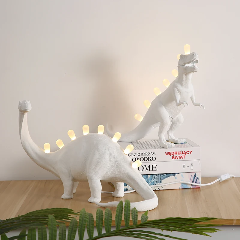 

Seletti jurssico candeeiros de mesa para o quarto resina bronto t-rex dinossauro lmpada de mesa led luminrias decorao de arte p