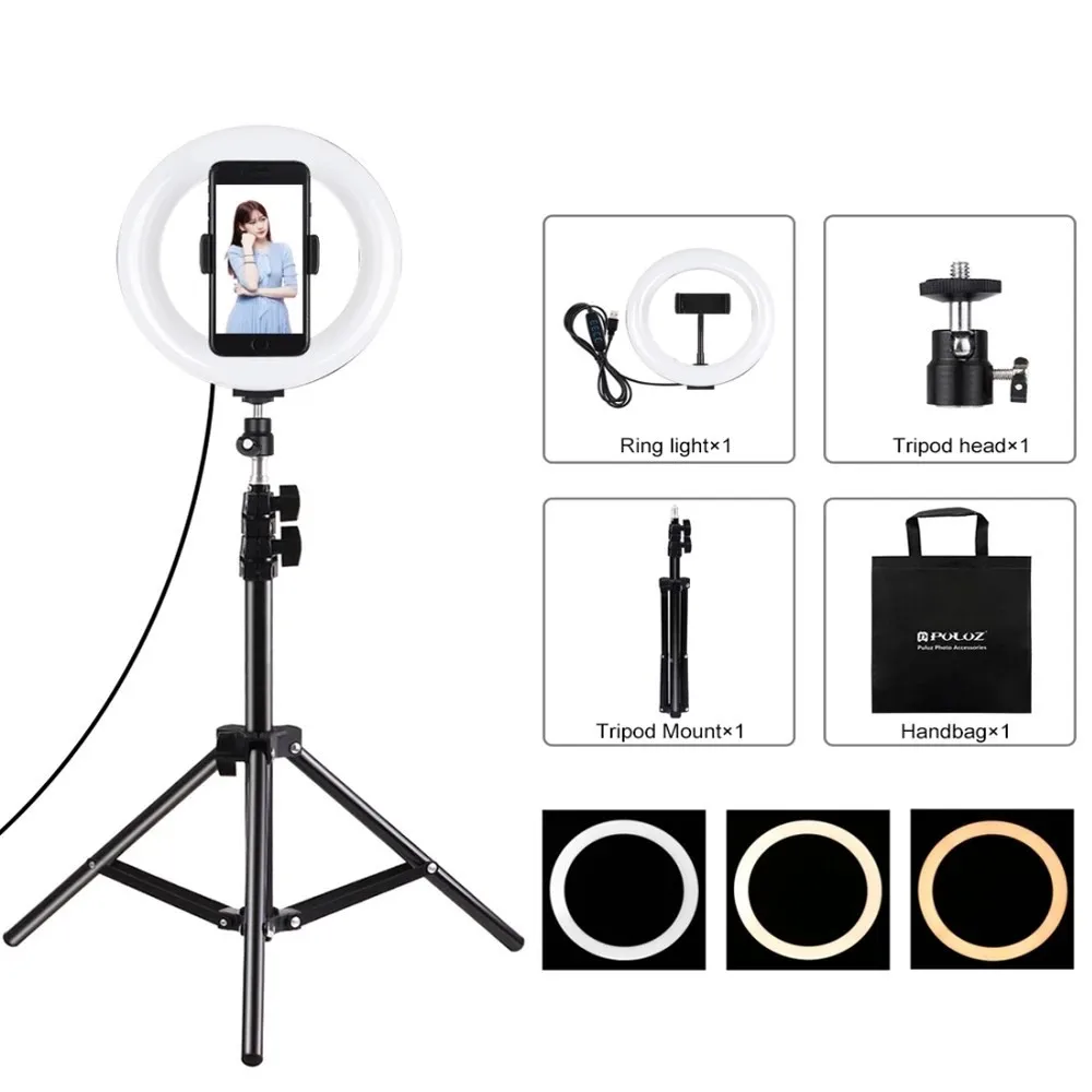 

7.9 inch LED Selfie Ring Light&Cell Phone Clamp&Tripod Stand Vlogging Video Light Kits For YouTube Blogger Video Shooting