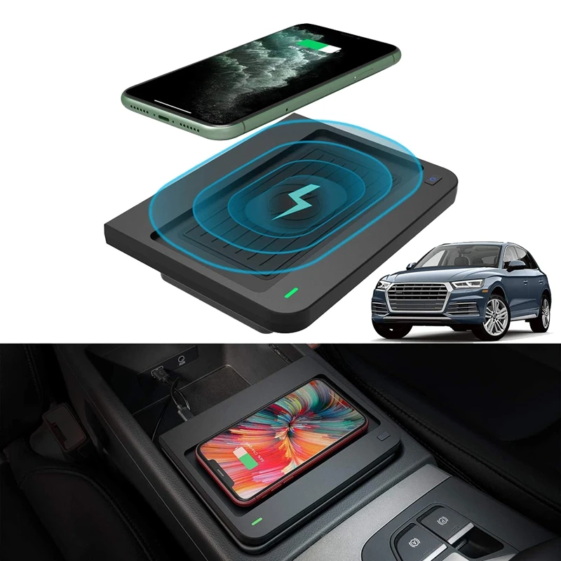 

10W Car Qi Wireless Charger Center Console Fast Phone Charger Charging Plate Mat for - Q5/ SQ5 2017-2021 Accessories