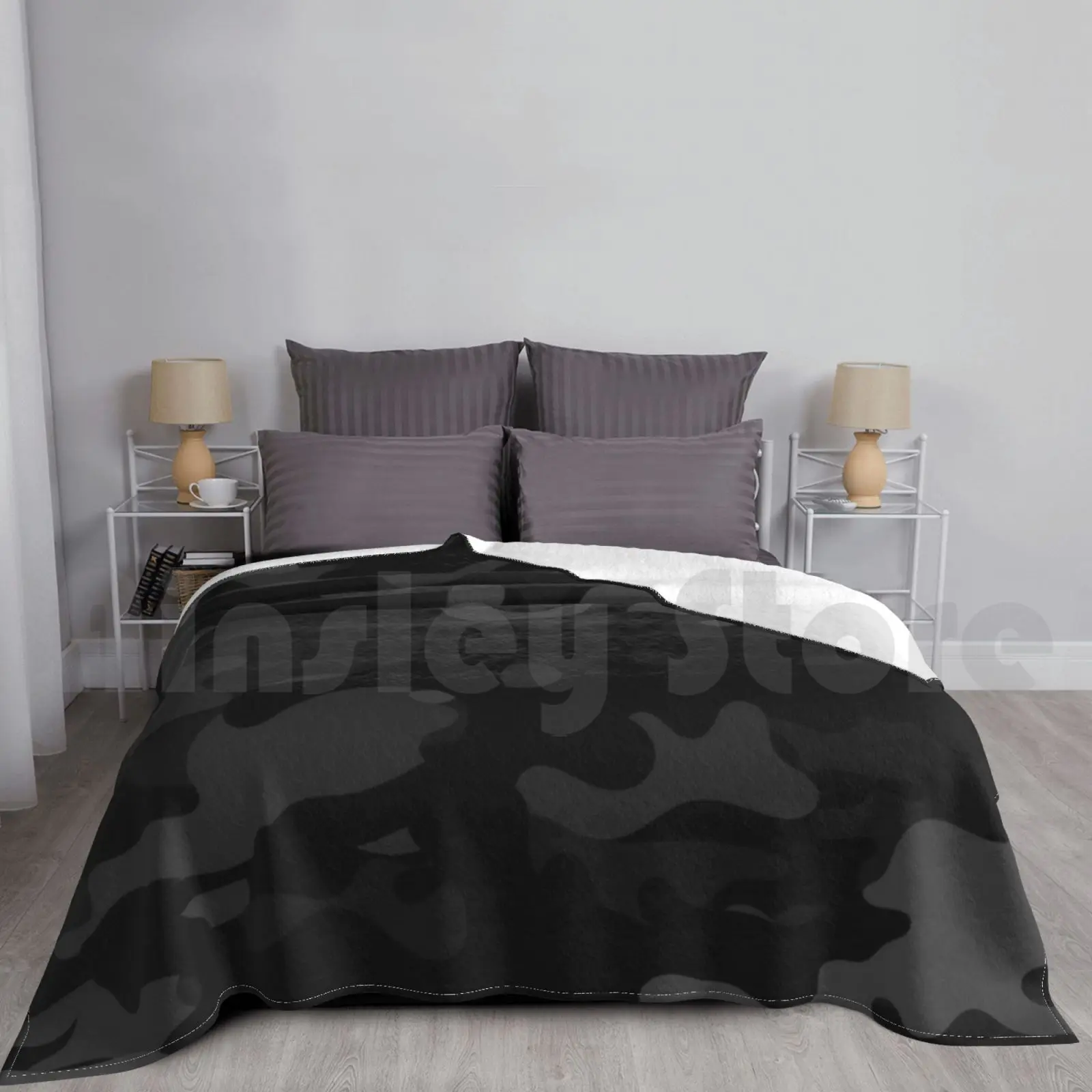 

Blanket Camouflage Pattern Cool Army Midnight Camo Print Grey & Black Color For Lovers Of The Armed Forces