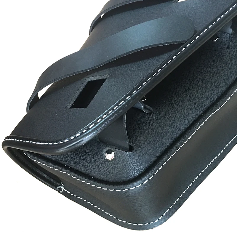 Черная мотоциклетная седельная сумка на правой стороне из искусственной кожи